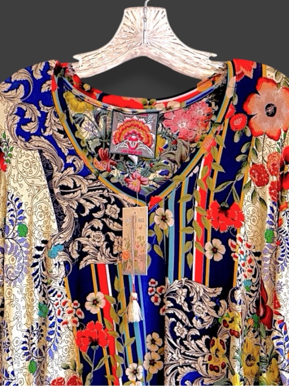 Johnny Was Wild Flower Favorite Long Sleeve V-Neck Swing Tee - Picture 9 of 16